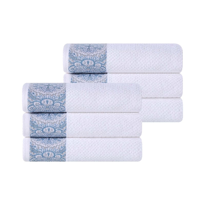 Superior Medallion Cotton Jacquard Soft Absorbent Hand Towel Set of 6