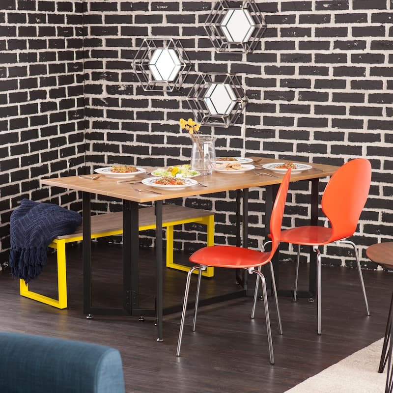SEI Furniture Driness Weathered Oak with Black Frame Drop Leaf Table