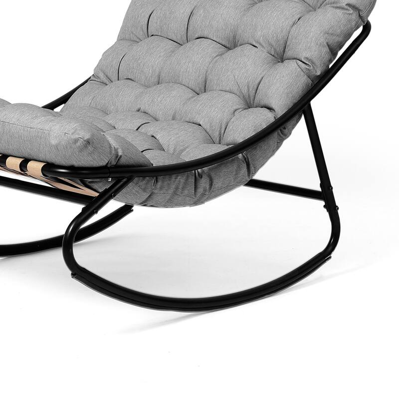 Outdoor Metal Frame Rocking Chair with Water-Resistant Cushions