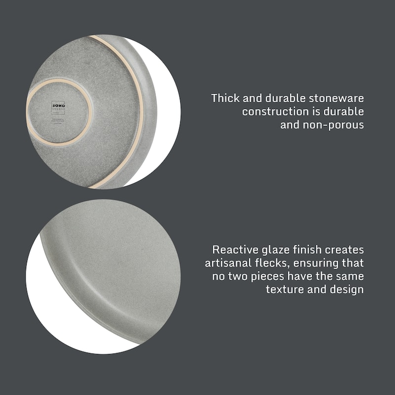 Gibson Elite Pasco (Service for 4) Plates and Double Bowl Reactive Glaze Stoneware Ceramic Dinnerware Set