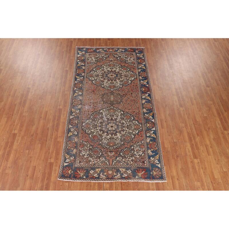 Bakhtiari Persian Vintage Area Rug Handmade Bedroom Wool Carpet - 5'2" x 10'1"