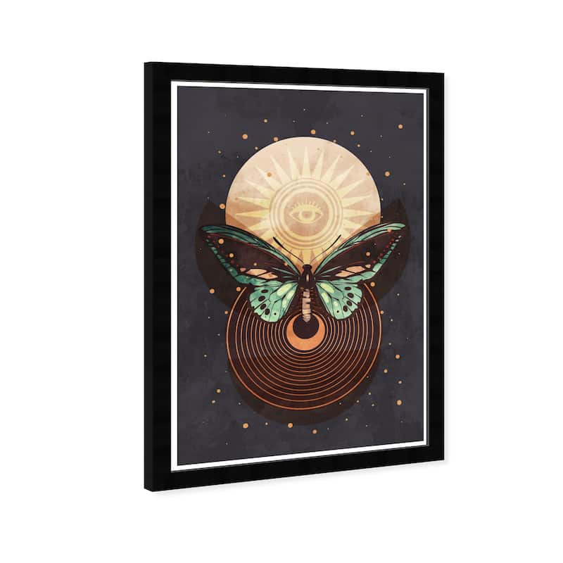 Wynwood Studio Prints Astronomy and Space Cosmic Wings Orange and Dark Gray Modern & Contemporary Wall Art Canvas Print