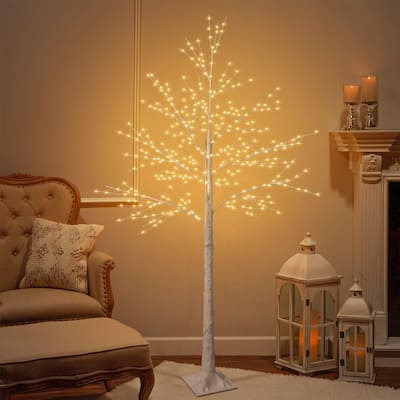 Lighted Twig Birch Tree with Fairy Lights 6ft Birch Tree 440LED Warm 8 Lighting Modes Artificial Plant (Plug-in)