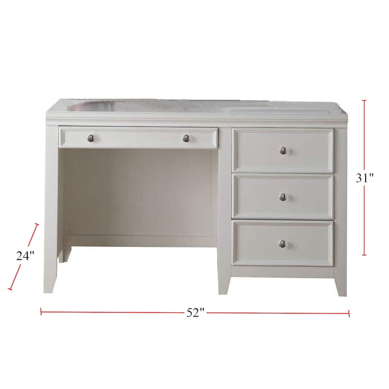 Computer Desk with 3 Drawers in White