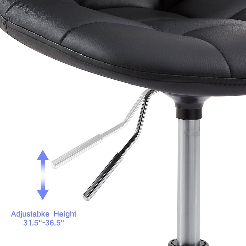 Javlergo PU Leather Armless Home Office Chair Height Adjustable 360° Swivel Computer Desk Chair with Wheels