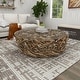 preview thumbnail 61 of 63, Brown Driftwood Handmade Collage and Pedestal Base Coffee Table with Tempered Glass Top - 48" round x 16"