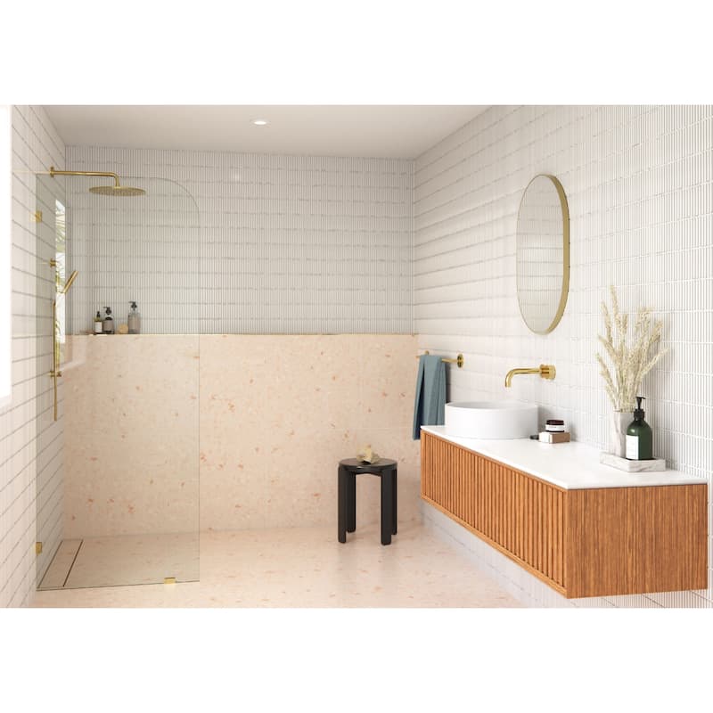 Glass Warehouse GW-F-RAD-32 Solaris 78" High x 32" Wide Shower Screen - Polished Brass