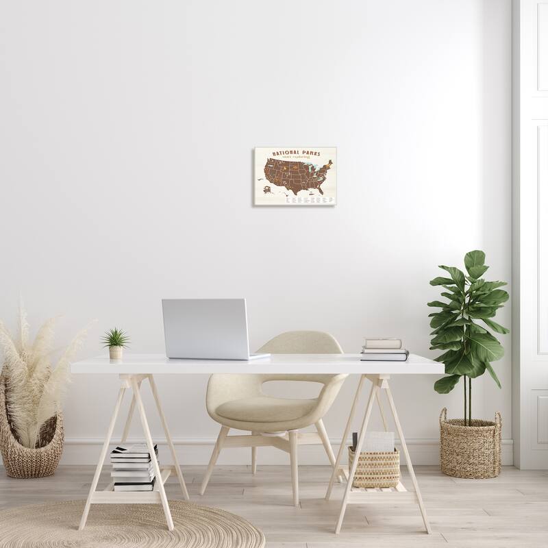 Stupell Start Exploring National Parks Map United States Wood Wall Art