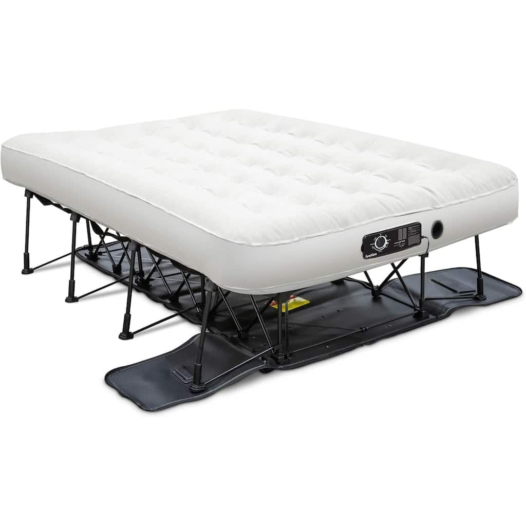 Ivation EZ-Bed - Air Mattress with Frame & Case, Deflate Defender, Dual Auto Pump, Durable Design