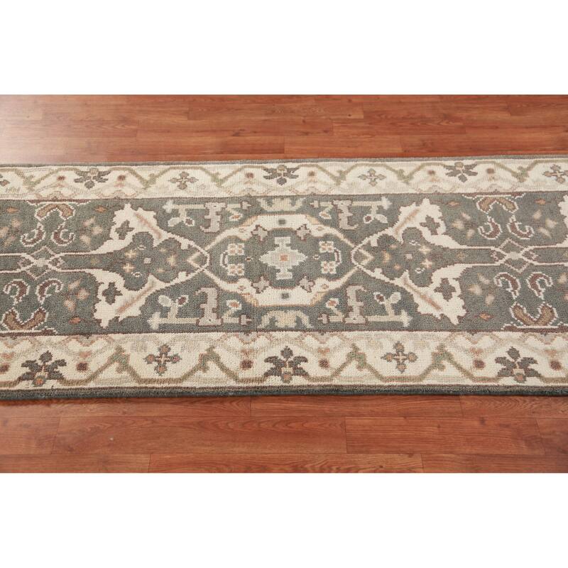 Gray Oushak Oriental Runner Rug Handmade Wool Carpet - 2'7" x 9'9"