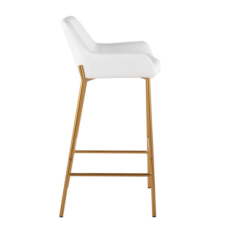 Silver Orchid Galotti Gold Fixed-Height Upholstered Bar Stool - Set of 2
