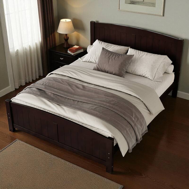 Solid Wood Platform Bed Frame with Support Slats, Strong Structure, No Box Spring Needed Modern Bedroom Furniture