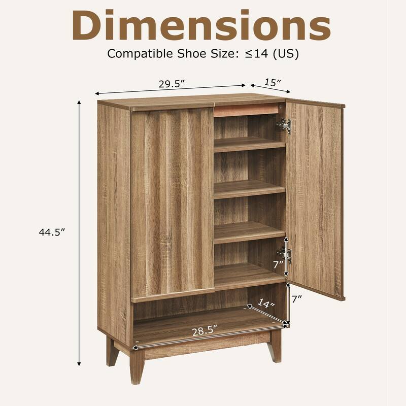Gymax Shoe Cabinet 6-Tier Shoe Storage Organizer w/2 Fluted Doors 3