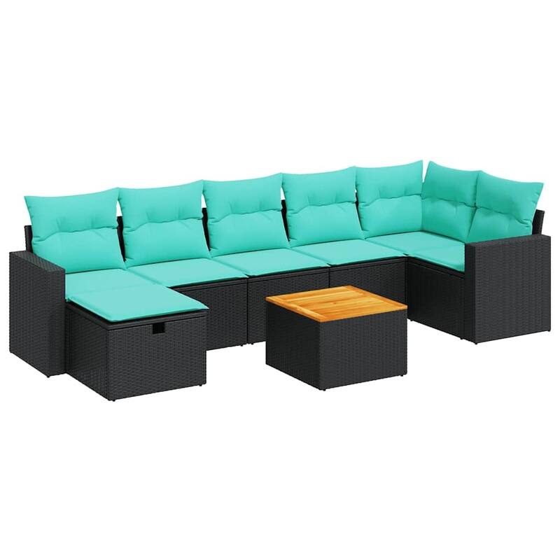 vidaXL Patio Sofa Set with Cushions Table and Corner Sofas 8 Piece Poly Rattan - 21.7 x 24.4 x 27.2