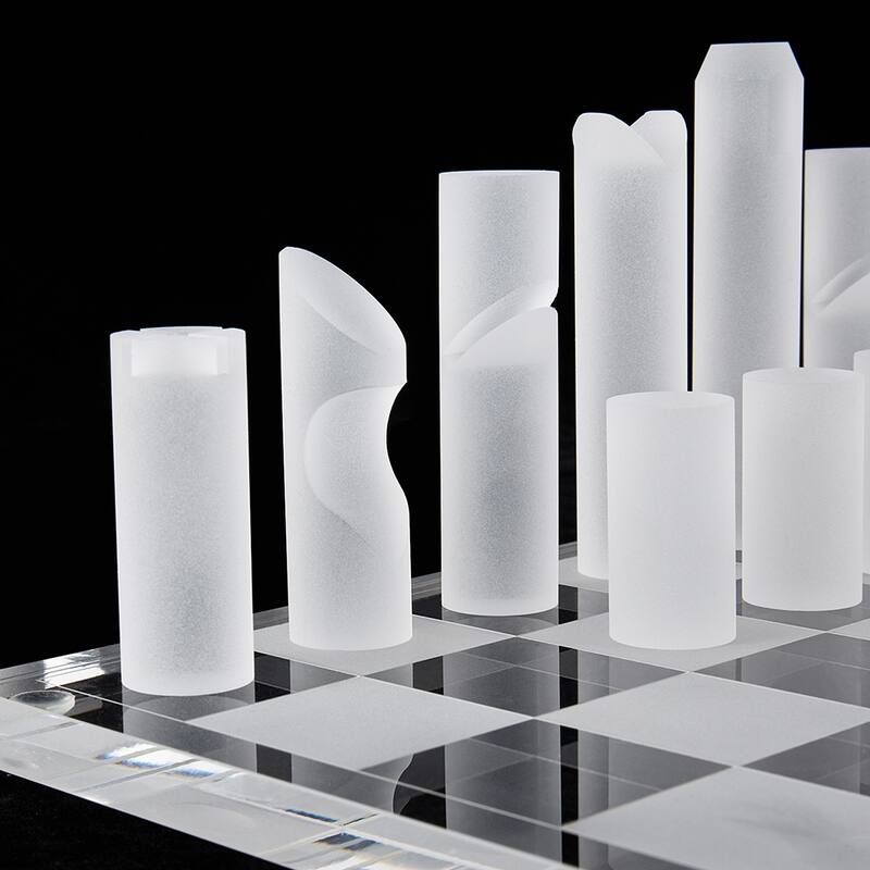 OnDisplay 3D Luxe Acrylic Smoke & Frost Luxury Laser-Cut Chess Set