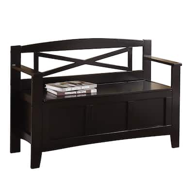 OS Home and Office Furniture Model Metro Entry Way Bench - Black Finish