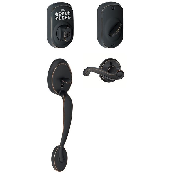 Schlage FE365-PLY-FLA-RH Right Handed Plymouth Electronic Handleset with Flair Lever