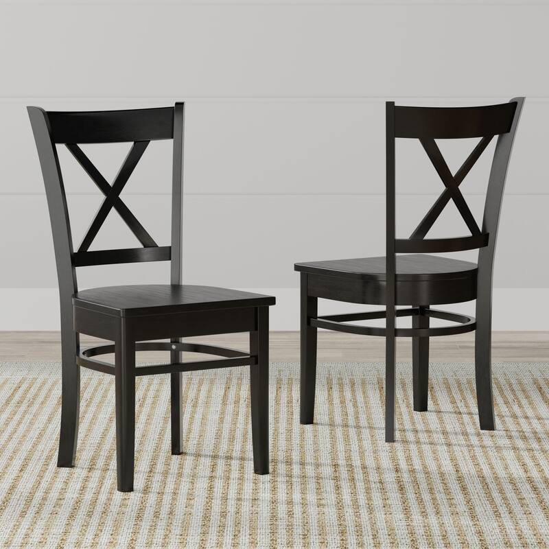 3-Piece Dining Set, 48" Rectangle Wood Table and Cross Back Chairs