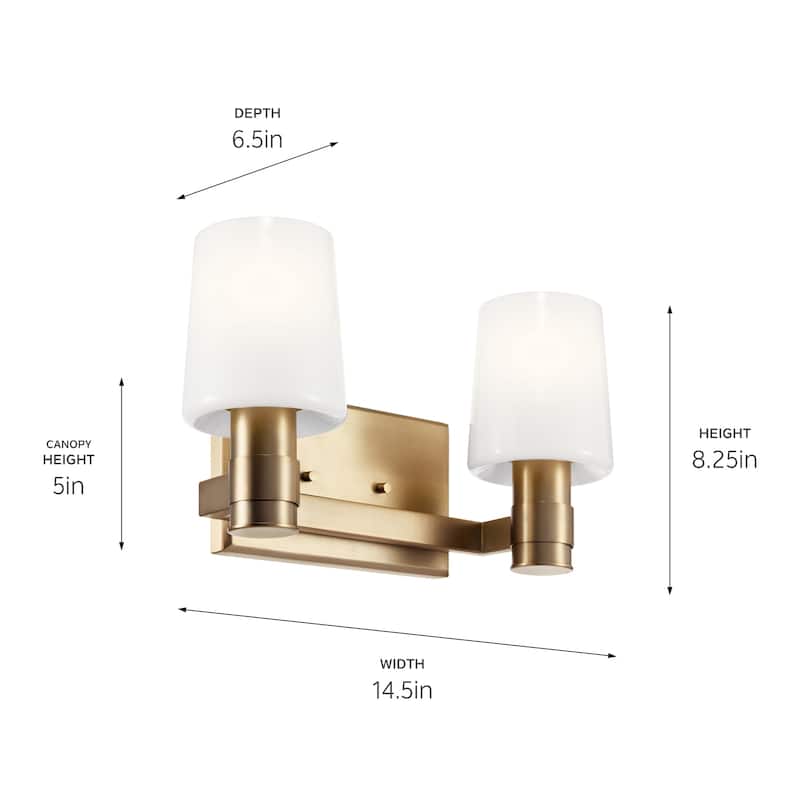 Adani 14.5 in. 2-Light Bathroom Vanity Light with Opal Glass