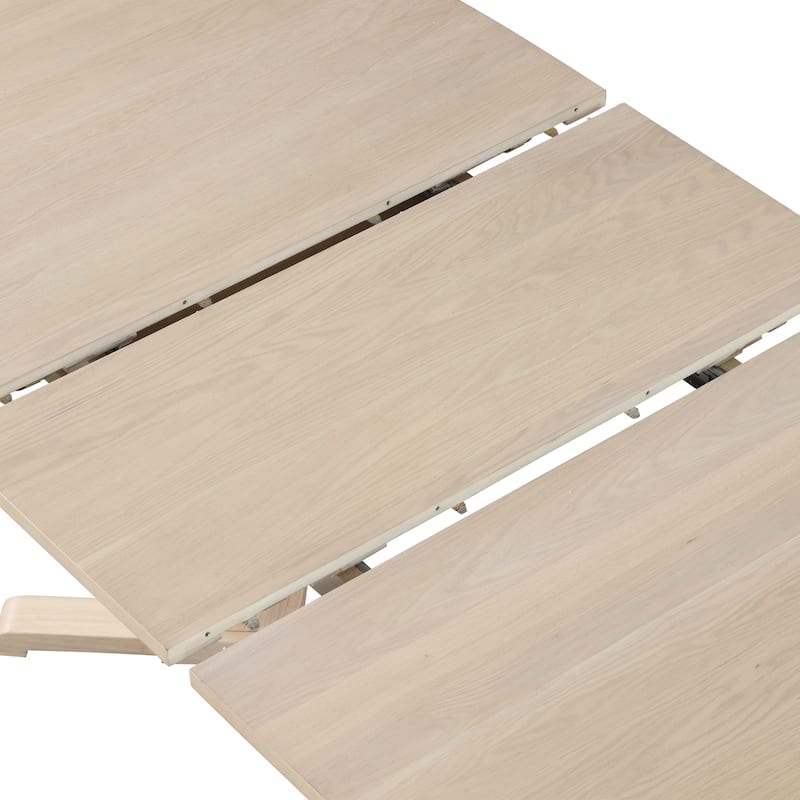 Furniture of America Zailen Mid-Century Modern White Oak 78-inch Solid Wood Expandable Dining Table