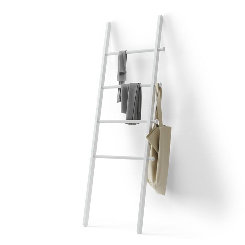 Umbra 1017445 Leana 1-9/16" Wide Poplar and Steel Towel Rack - White