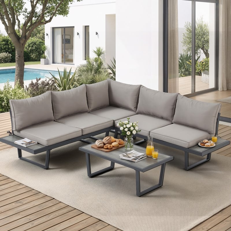 4-Piece Outdoor Patio Conversation Set with Coffee Table – All-Weather Furniture for Garden, Pool & Balcony