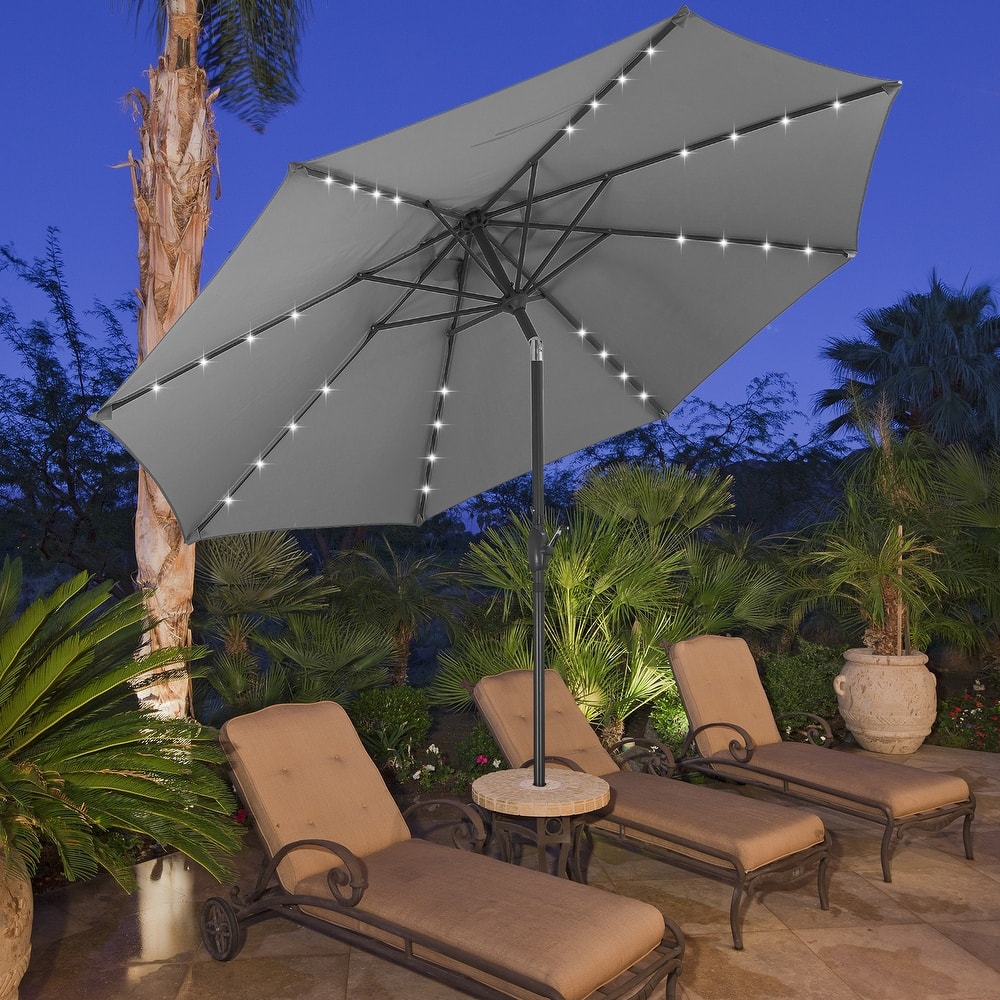 Ainfox 10ft Patio Umbrella with Lights Outdoor Solar Umbrella