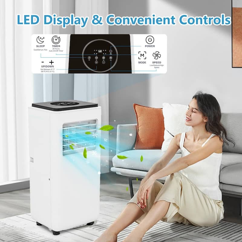 8000 BTU Portable Air Conditioner with Dehumidifier, Quiet 3-in-1 Cooling