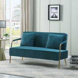 56" Modern Upholstered Pleated Velvet Loveseat - Bed Bath & Beyond ...