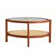 Modern Double-Layer Solid Wood Tea Table with Rattan Weave - Bed Bath ...