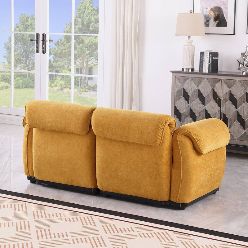 68.5" Chenille Modular Sofa - Fashionable Small Sectional with Iron Frame for Living Room, Bedroom