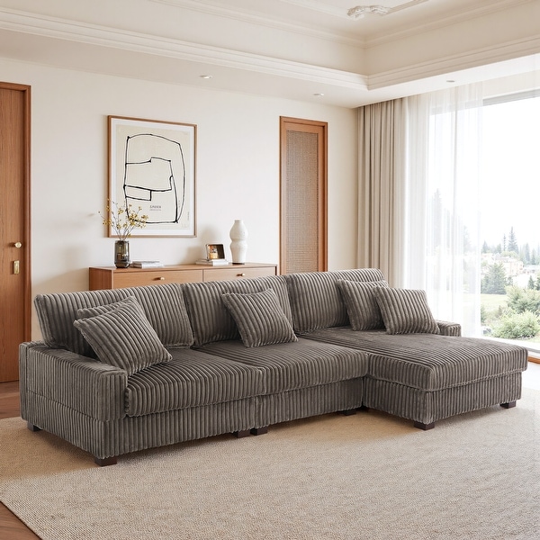 CHIPI　ソファ UIXE Upholstered Plush Velvet L Shaped Couch Modular Sofa - On