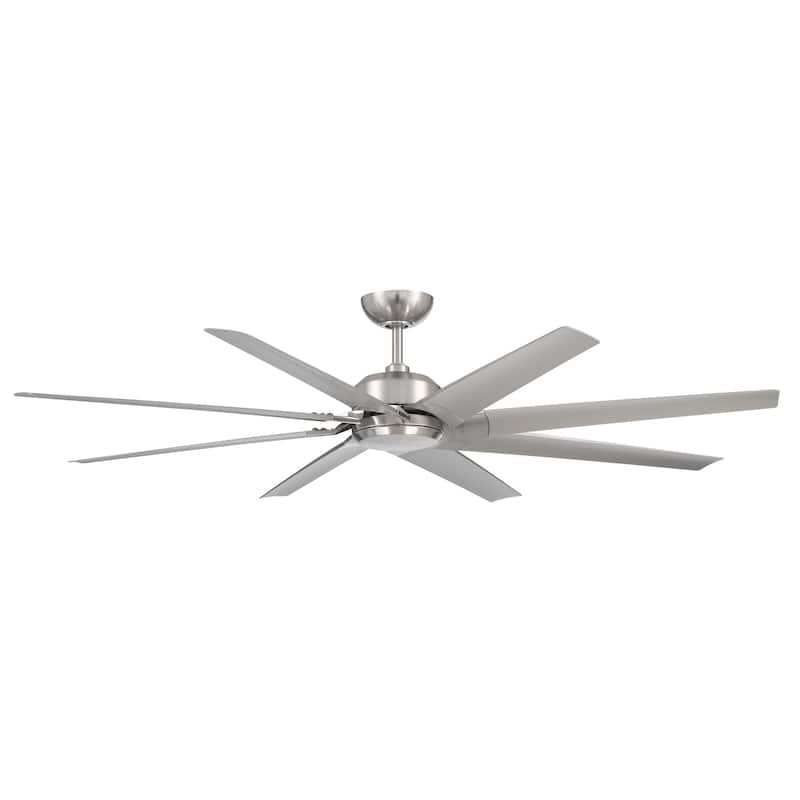 Roboto XL Indoor Outdoor 8-Blade Smart Ceiling Fan 70in with Remote Control - 70 - Brushed Nickel