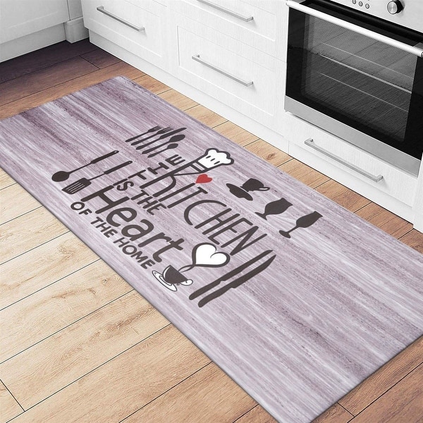 Boho Anti Fatigue Kitchen Rugs, Vintage Colorful Wooden Striped