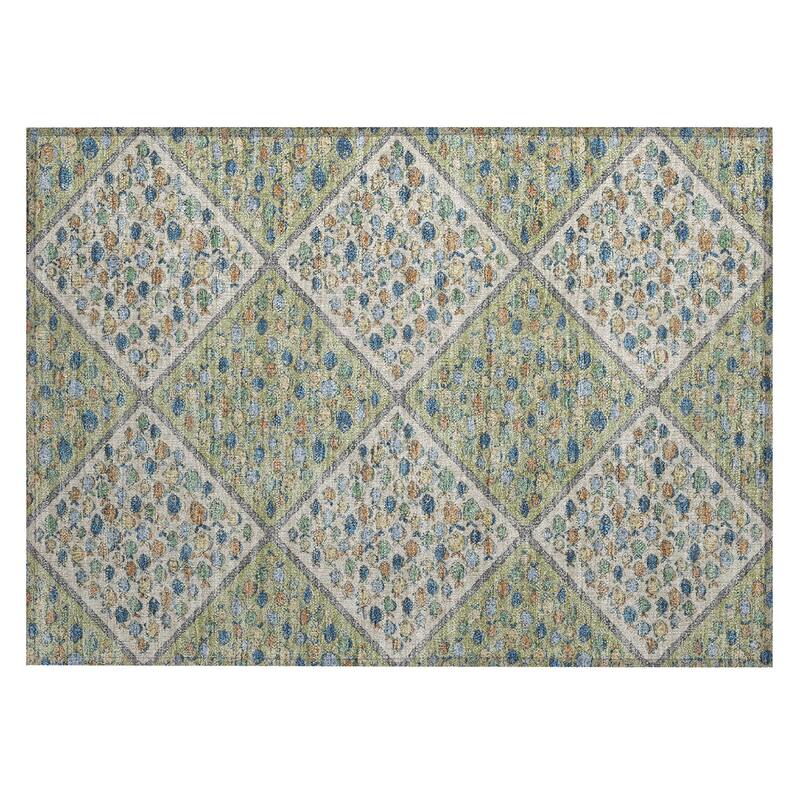 Machine Washable Indoor/ Outdoor Diamond Fish Chantille Rug