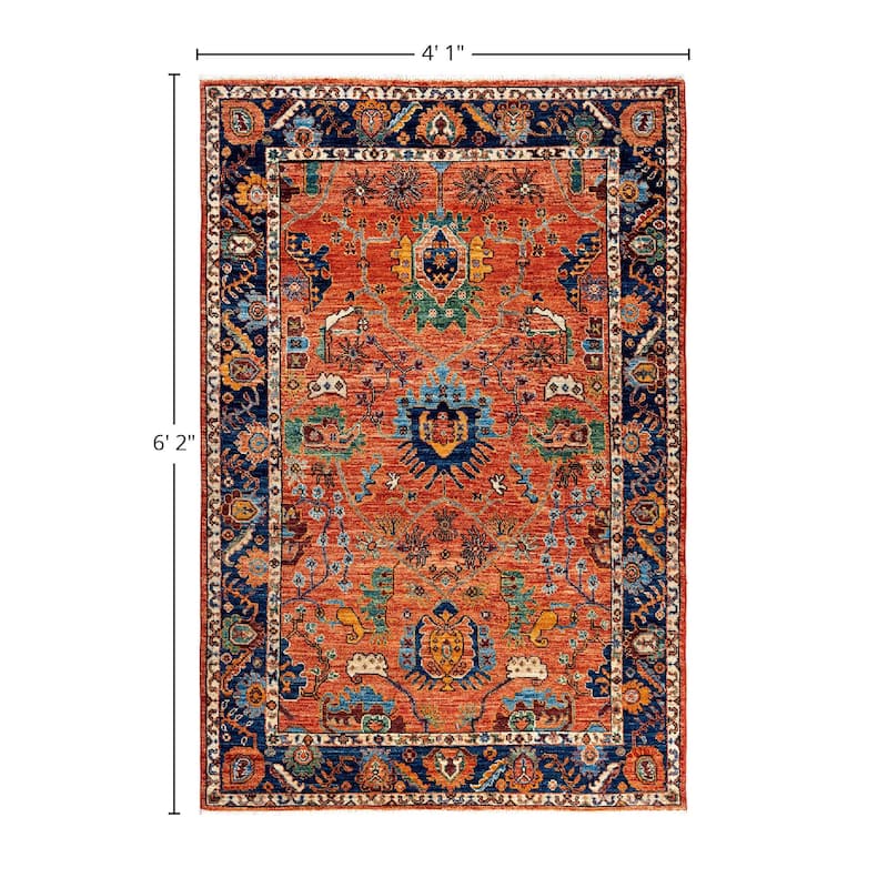 Serapi One-of-a-Kind Hand-Knotted Area Rug - Orange, 4' 1" x 6' 2" - 4' 1" x 6' 2"