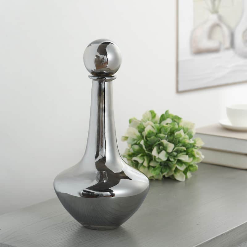 StyleCraft Austin Allen James - Pawn Plated Glass Vase - Gray - 14"