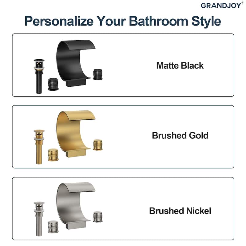GRANDJOY High Arc Waterfall Widespread Bathroom Sink Faucet