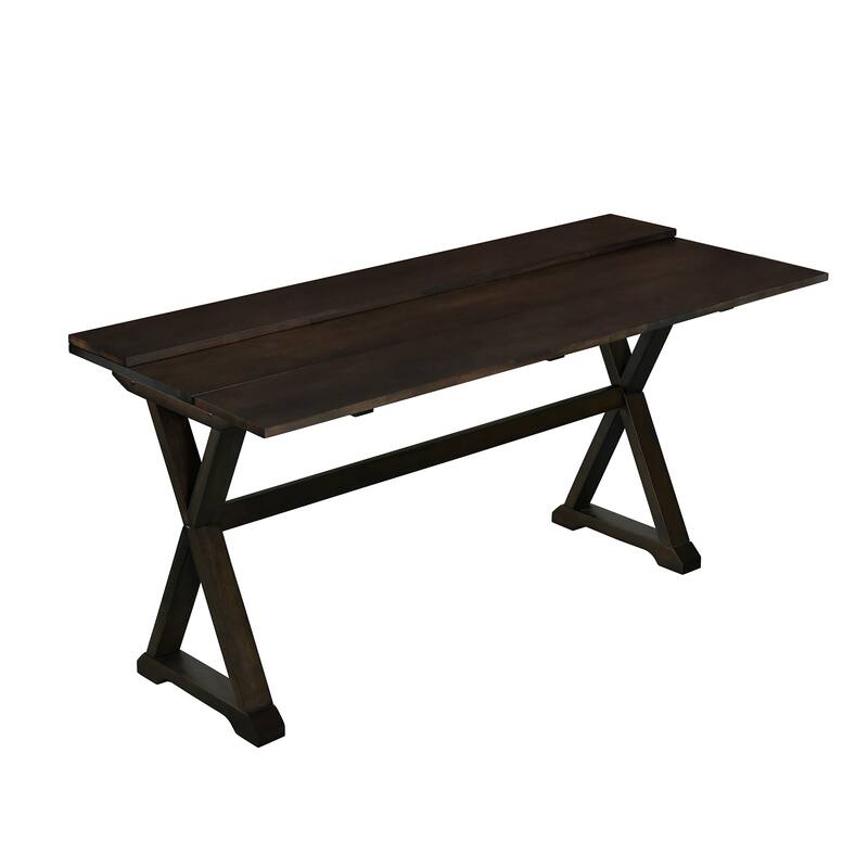 5Piece Extendable Dining Table Set with 4 Upholstered Chairs, Wood