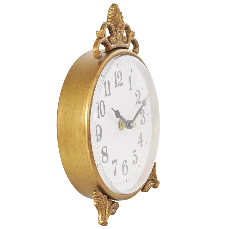 Metal Scroll Antique Style Clock - Gold - Roche River Decor