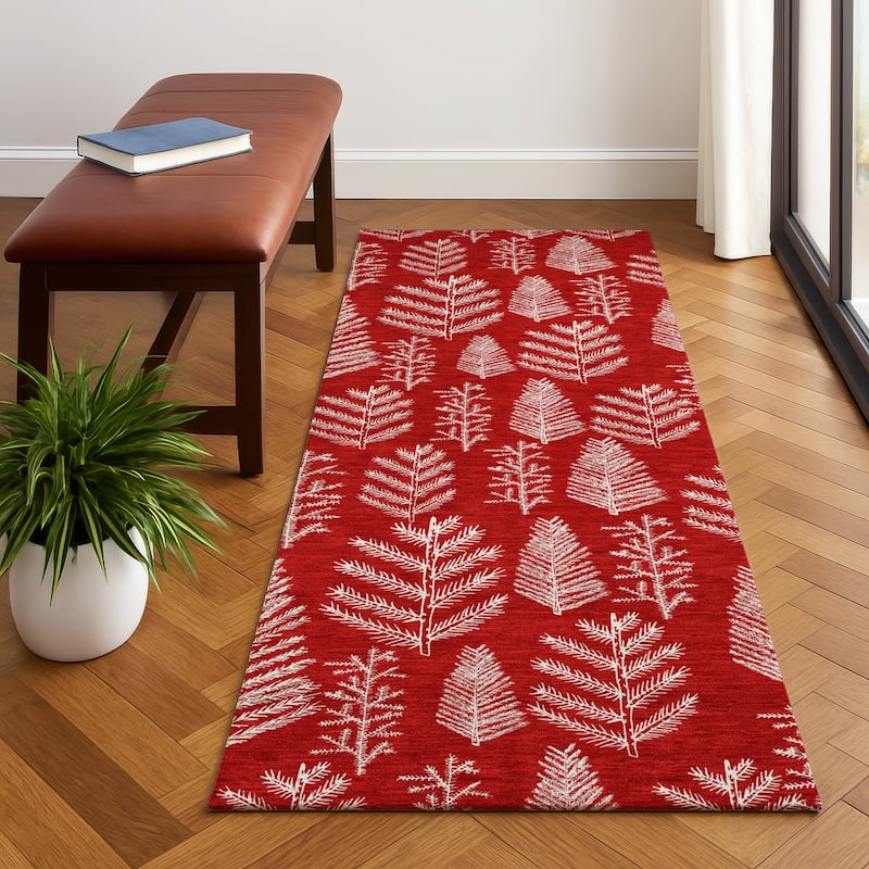 Premium Washable Super Soft Pinecone Mayfield Rug - Red - 2'3" x 7'6"