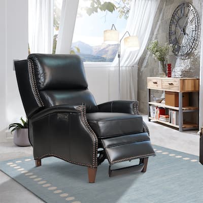 Hekkin Genuine Leather Power Recliner with Adjustable Headrest and USB Port Ultra-Comfy Living Room Seating
