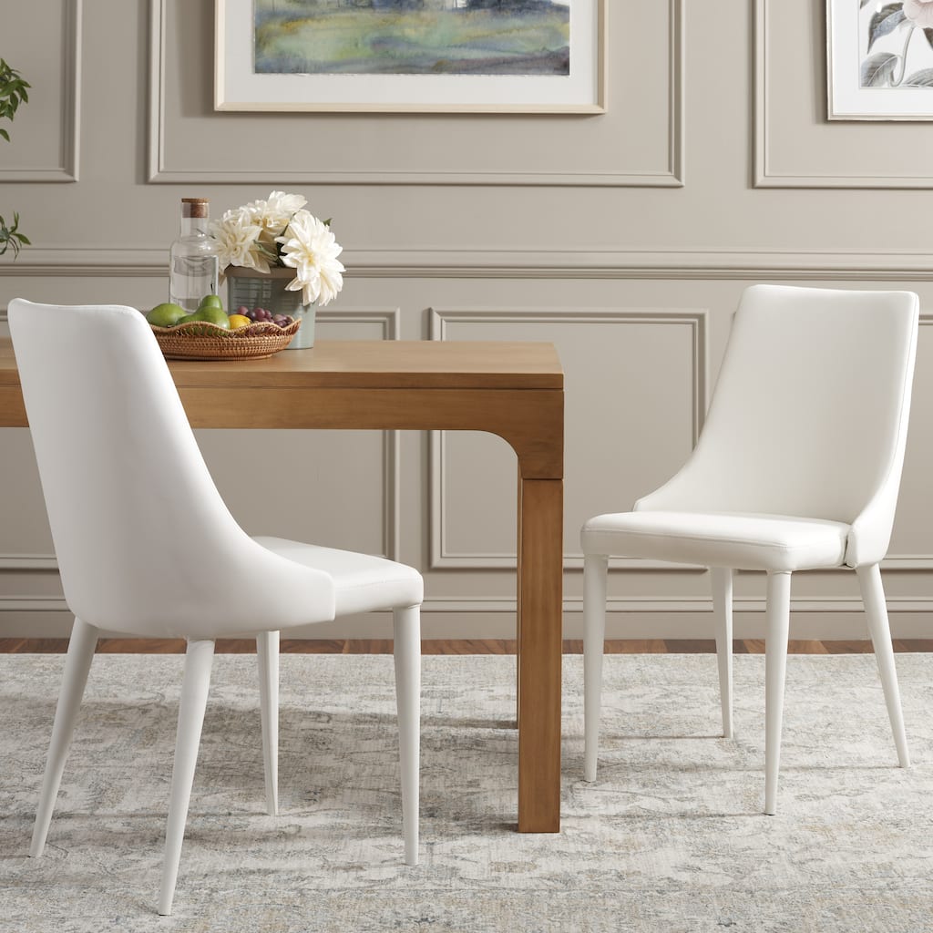 SAFAVIEH Socorro Mid-Century Modern White Dining Chair (Set of 2) - 23.6" x 19.6" x 35.5" - 24Wx20Dx36H