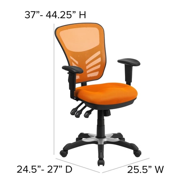 dimension image slide 5 of 13, Nicholas Mid-Back Blue Mesh Multifunction Executive Swivel Ergonomic Office Chair with Adjustable Arms