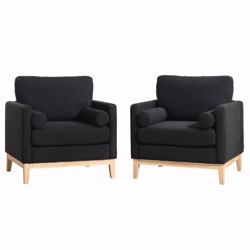 Boucle Armchair with Storage Ottoman - 300lb Capacity, Farmhouse Style