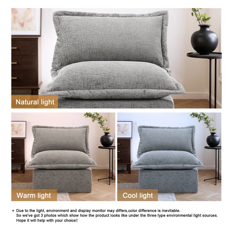 32"W Chenille Upholstered No Assembly Armless Accent Chair