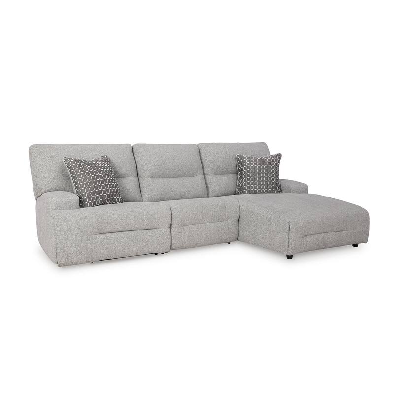 Signature Design by Ashley Acklen Place Light Gray 3-Piece Power Reclining Sectional - 115" W x 71" D x 42" H