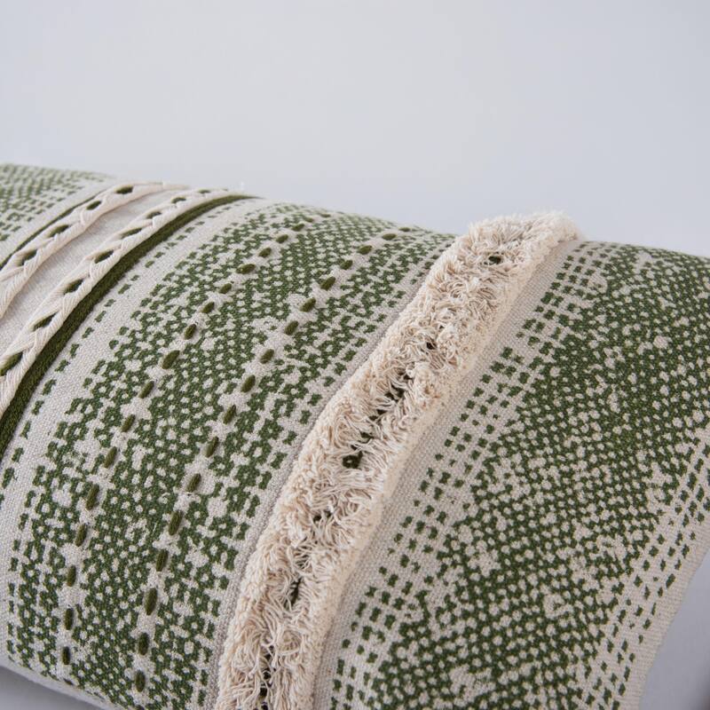 Rizzy Home Striped Textured Embroidered Throw Pillow