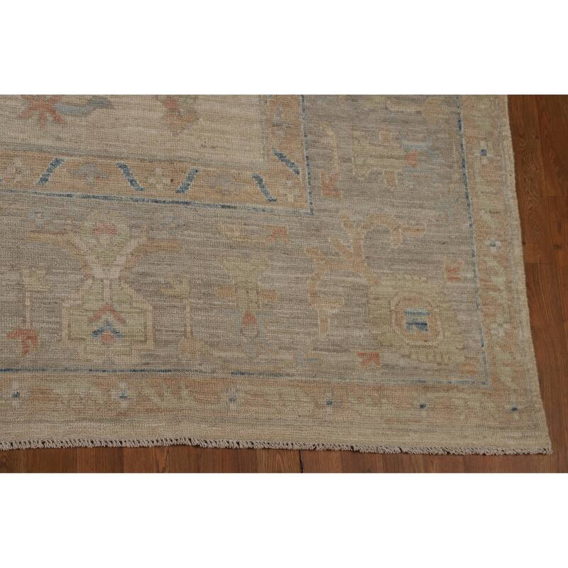 Vegetable Dye Oushak Turkish Rug Handmade Wool Carpet - 9'3"x 12'5"