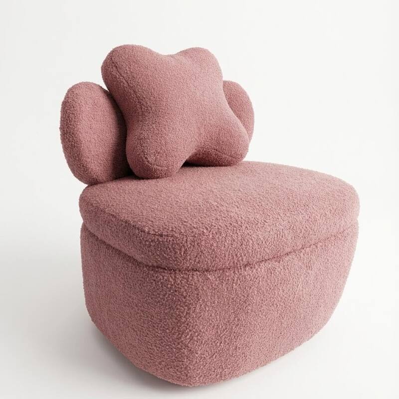 Modern Soft Toy Bear Accent Chair, Soft Boucle Upholstered Lounge Armchair
